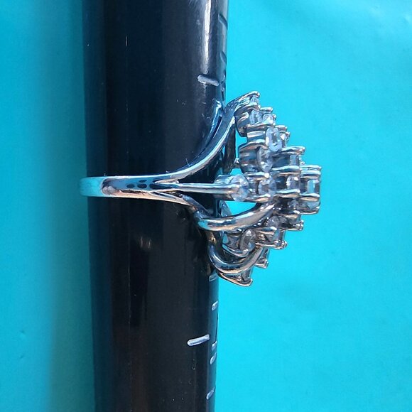 Vintage Sterling Silver & CZ Cocktail Ring for Women- Size 8-Very Good Condition - Picture 5 of 13